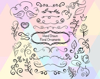 Invitation Svg Files | Floral Clipart SVG Files | Hand Drawn Floral SVG | Floral Dxf Files | Floral Engraving File | Floral Ornament Files