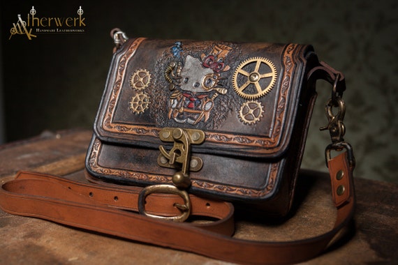 Leather bag Steamkitty by lederatelierberlin steampunk buy now online