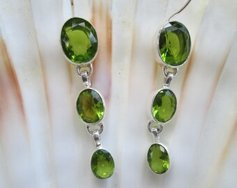 Peridot 925 Silver Earrings | Vintage | Drop Earrings| sterling silver