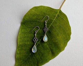 Sterling Silver Vintage Style Moonstone Earrings, moonstone earrings, moonstone jewellery, silver jewelry