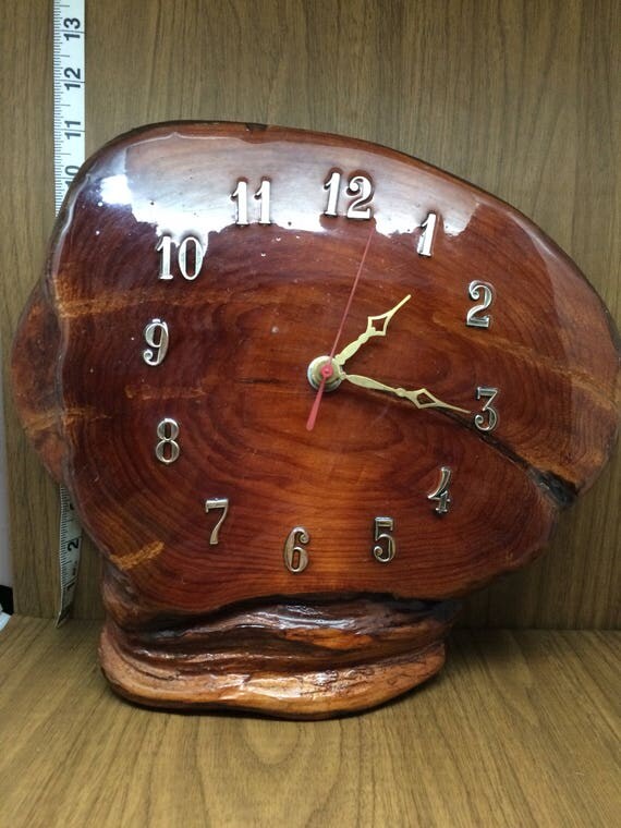 Vintage 1970's Large BURL Real Wood Slab Stump Wall Clock