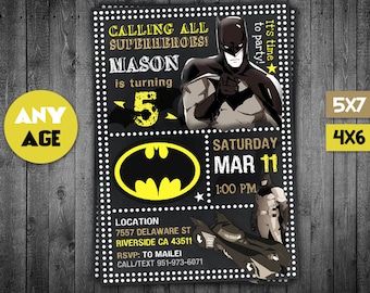 Batman Invitation, Batman, Batman Party, Batman Invite, Batman Birthday Party, Batman Birthday, Batman Card, Batman Printable