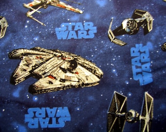 Star Wars Fabric By The Yard Cotton Millenium Falcon X-Wing Fighter Ships 36 Inches Long
