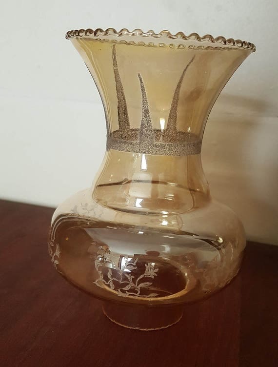 Vintage Lamp shade Replacement Amber Frosted glass shade a