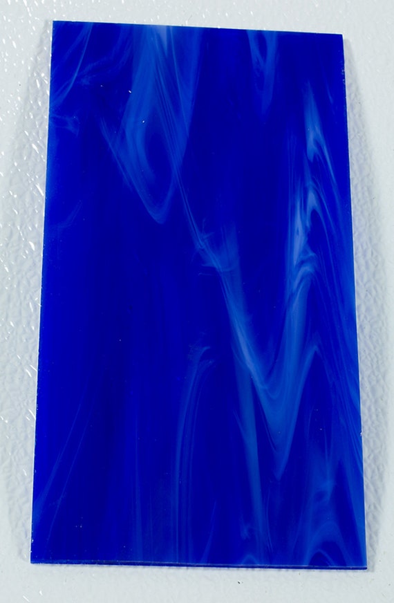 Cobalt Blue Stained Glass Sheet of Dark Blue and White Wispy Spectrum