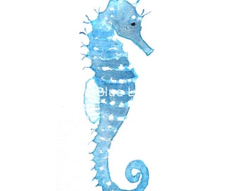 Items similar to Mermaid Seahorse Watercolor Fantasy Art Print 11 x 14 ...