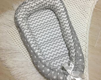 Baby Nest Bed Gray Babynest Newborn Baby Boy Baby Girl Toddler Size Snuggle Bed Double Sided Custom Order Baby Sleep Positioner Cocoon