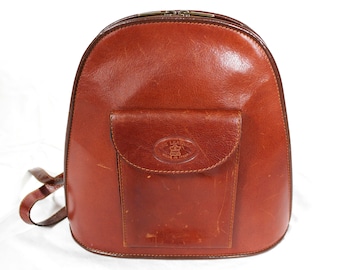 Vintage Cognac Brown Leather Backpack