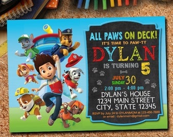 Paw Patrol Invitation, Paw Patrol Birthday Party, Boy Paw Patrol Birthday Invitation, Paw Patrol Invite Printable File, Paw Patrol Party