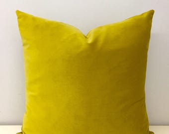 Luxury Mustard Velvet Pillow Cover, Mustard Pillows, Velvet Pillow, Throw Pillow, Decorative Pillows, Cushions, Mustard Velvet Pillow Covers