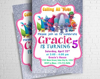 Trolls Invitation, Trolls Birthday Invitation, Trolls Party, Trolls Birthday, Trolls Party Invitation, Trolls Party Printables