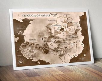The Legend of Zelda, Kingdom of Hyrule Map, Legend of Zelda Map, The Legend of Zelda Art, The Legend of Zelda Poster, Legend of Zelda Print