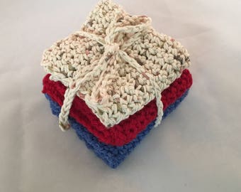 Handmade Crocheted Washcloths, Set of 3
