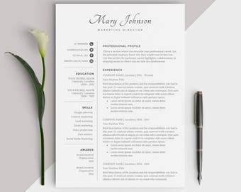 Professional Resume Template / Modern CV Design - Easy Instant Download for Word - Creative and Inspiring look for Jobseekers - Excellent