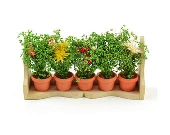 Flower Box with Wild Flowers - 3.25" x 1" - Miniature Fairy Garden Dollhouse