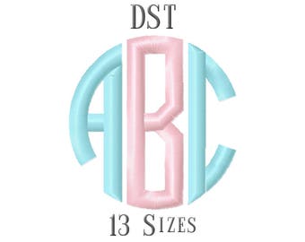 13 SIZE DST Fonts Circle Monogram Embroidery Fonts Embroidery Designs Embroidery Alphabets Letters Monogram Fonts - Instant Download