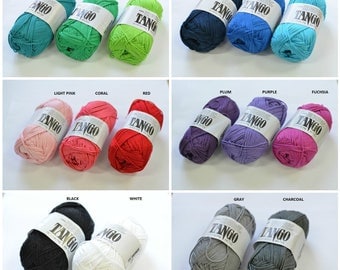 100% Mercerized Cotton yarn TANGO 50gr 125m Cotton Yarn knitting Crochet thread Сhoice of color Many Colors Natural Yarn, All colors