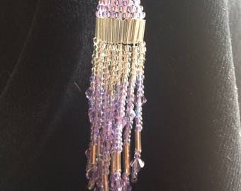 Native American inspired earrings Light Purple and silver seed beads and crystals