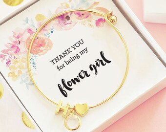 Monogram Flower Girl Bracelet, Flower Girl Gift Ideas, Jewelry, Personalized Flower Girl Gift, Personalized Bracelet, Little Girl Bracelets