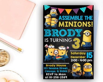 Minion Invitation, Minion Birthday Invitation, Minion Birthday, Minion Birthday Party, Minion Party, Minion Printables, Minion Birthday Card