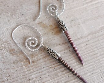 Sea Urchin Spine Earrings Purple Striped Sea Urchin Spines Earrings