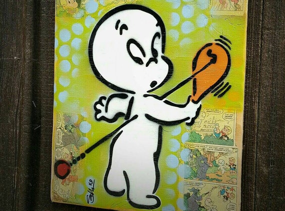  Casper the Friendly Ghost Original Graffiti Art Painting on