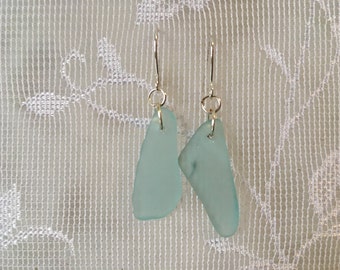 Aqua canning jar beachglass inspired earrings, mason jar turquoise glass earrings