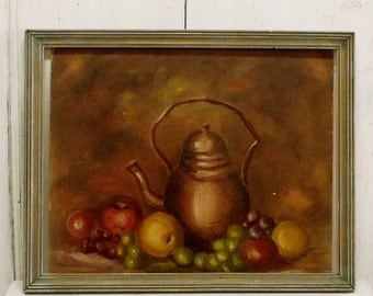 Vintage fruits still life oil painting