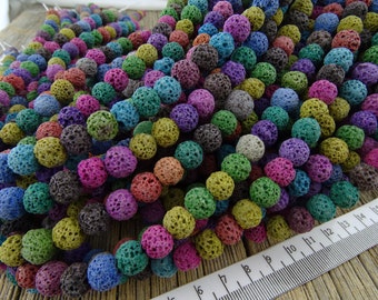 8mm Lava Rock Beads, Mixed Color Lava Rock, Blue Lava rock, Round Nugget Beads, 8 mm Lava Stone Beads, Lava Bead, Diffuser Beads, Restocked