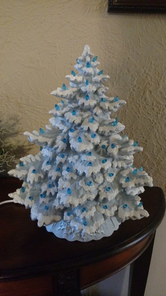 17 Frazier Fir Lighted Ceramic Christmas Tree Blue