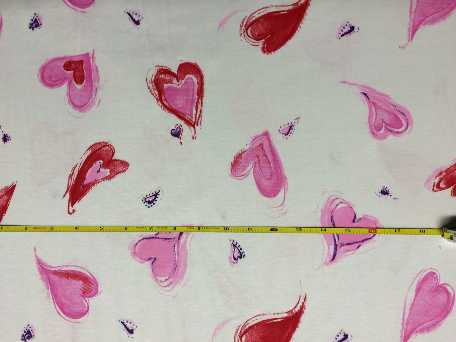 Valentine hearts on cotton jersey knit fabric 1 yard