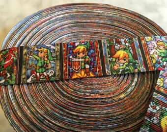 Legend of Zelda Link Retro Video Game Inspired Printed Grosgrain Ribbon 1"