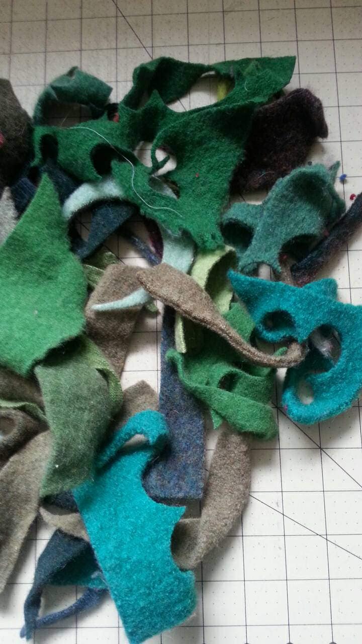 Felted wool scraps, Felt fabric scraps, wool felt fabric, wool sweater
