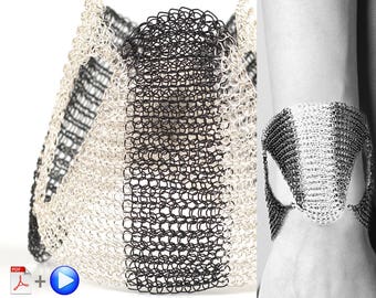 SHOGUN,Wire Jewelry Tutorials,Wire Wrap Tutorial,Wire tutorial,Wire Bracelet,Black and white Bracelet,Crochet Pattern,Wire wrapped jewelry