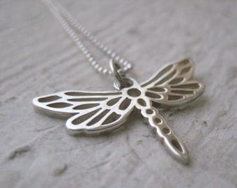Dragonfly Necklace- Sterling Silver, Chain, Simple, Everyday Jewelry, Gift, Nature