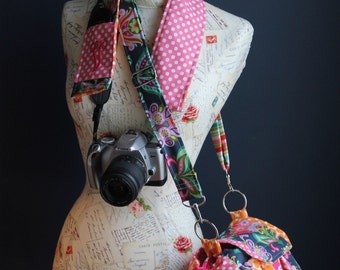 Patchwork Padded Camera Bag and Strap Cover Set by Watermelon Wishes