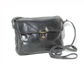 Vintage BREE Black Leather Cross Body Bag
