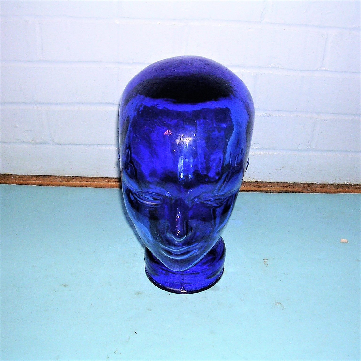 Vintage Glass Head Glass Sculpture Display Head Vintage Hat