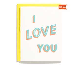 I Love You (Hand Lettered) - Letterpress Love Card - CL279