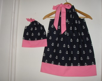 dress Anchors SIZE 4t ready to ship SALE 10% off code is tilfeb pink blue dress matching America Girl Doll