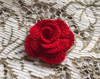 Lovely Rose Pattern - Crochet Flower Pattern - Crochet Appliqué - Embellishment - PDF Download - Instructions - Tutorial