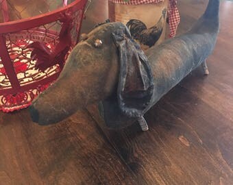 Folk Art Dachshund Weenie Dog Primitive Doxie Black Brown Rust