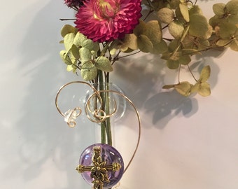 Gold Cross Memorial Vase Suction Window Vase Bud Vase 3 inch