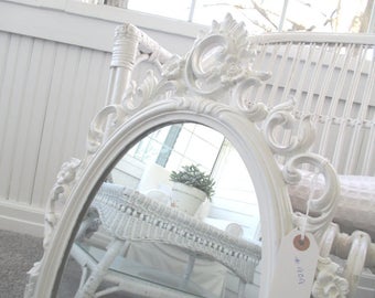 Vintage Mirror * Shabby Chic * Cottage * Syroco * White