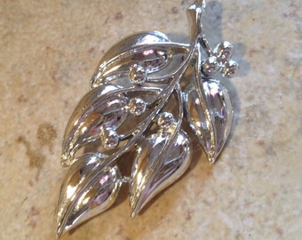 NEW Silver Leaf Brooch by Sarah Coventry