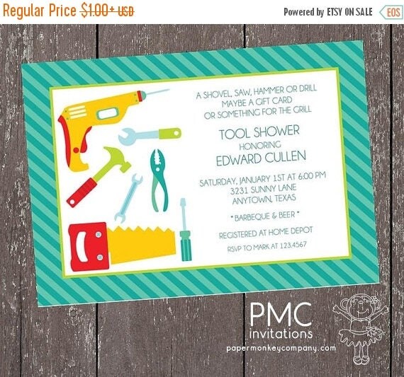 SALE Man Tool Shower Invitations - 1.00 each with envelope Il_570xn