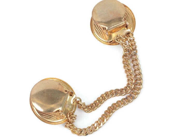 Vintage Faux Pearl Sweater Guard Gold Tone