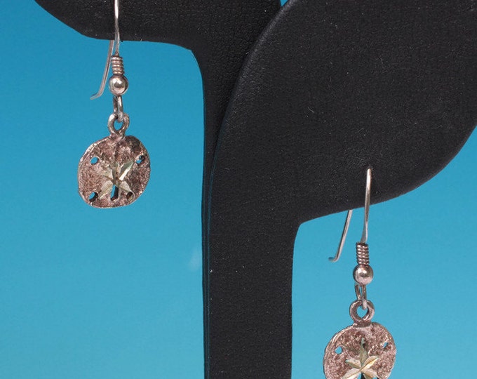 Sterling Sand Dollar Dangle Earrings Beach Marine Life Vintage