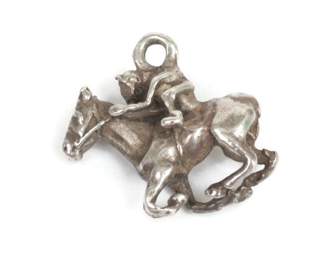 Sterling Horse and Jockey Rider Charm Vintage