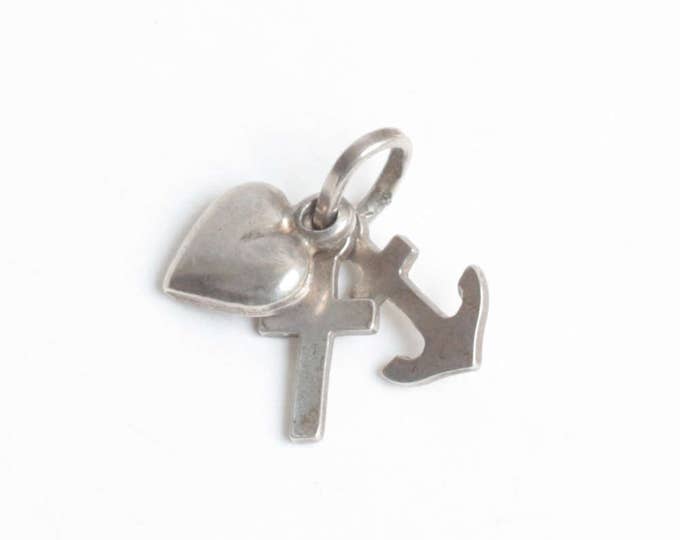 Sterling Silver Faith Hope and Charity Charm Vintage Charm for Bracelet